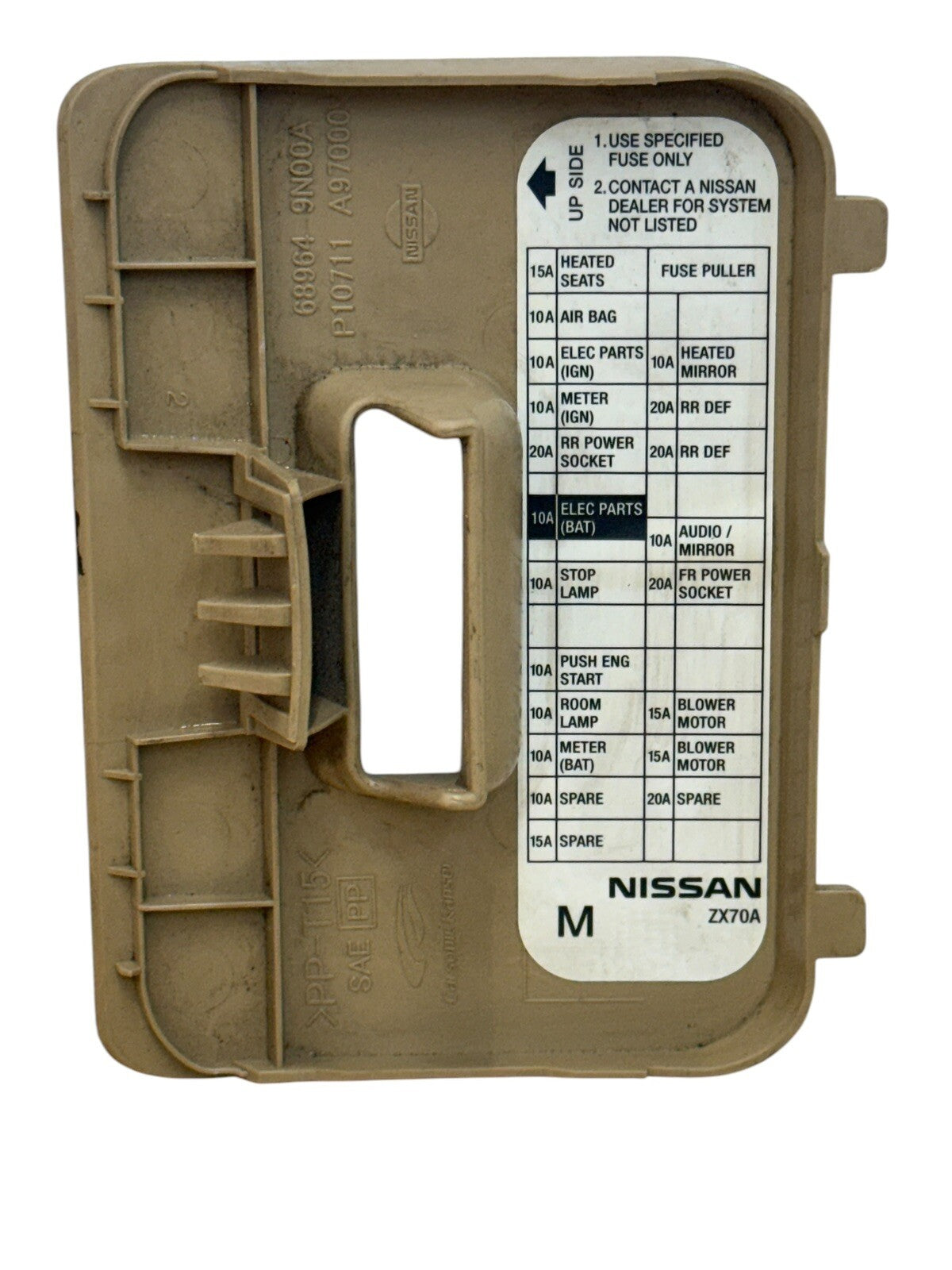 2009-2014 Nissan Maxima Fuse Box Trim Cover 689649N00A Tan OEM