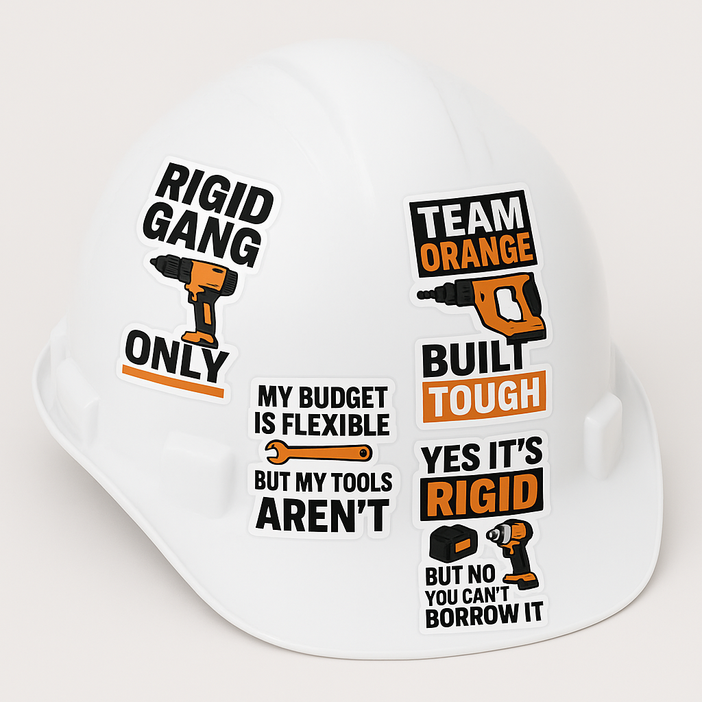 Funny Tradesman Vinyl Stickers – Hard Hat, Toolbox & Cooler Jobsite Decals
